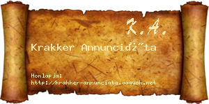 Krakker Annunciáta névjegykártya